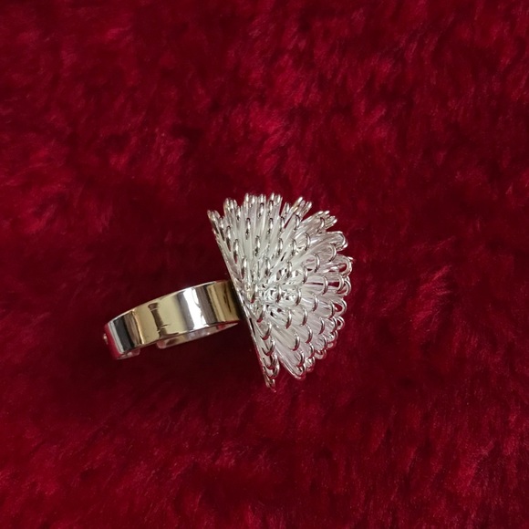 Handmade Silver Adjustable Flower Ring - Picture 7 of 11